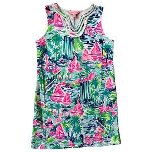 Lilly Pulitzer Mini Harper Shift Dress in Salt in the Air Print  Girl's XL 12 14